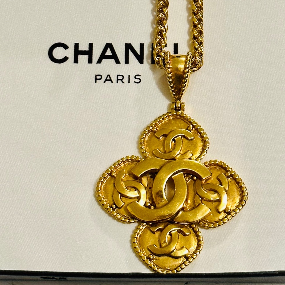 Vintage Chanel Gold Cross Necklace
